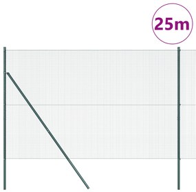 Cerca de Arame Soldado com 13 Postes Verde 1.6x25 m Aço