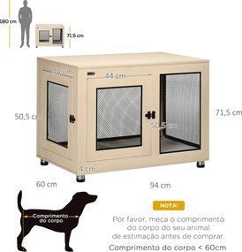 PawHut Gaiola para Cães de Madeira Mesa de Centro 94x60x71,5cm Móvel c