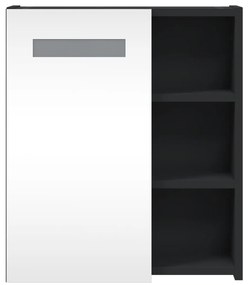 Armário espelhado p/ casa de banho c/ LEDs 45x13x52 cm preto
