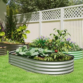Floreira elevada em aço galvanizado com borda de borracha 181 x 93 x 30 cm prateado
