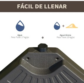 Base para Chapéu de Sol em 4 Partes Recarregável com Areia ou Água Des