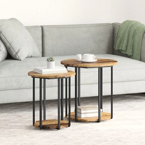 Conjunto de Mesas de Apoio 2 pcs Madeira Velha, Madeira de Engenharia