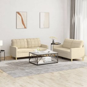 3201276 vidaXL 2 pcs conjunto de sofás com almofadões tecido cor creme
