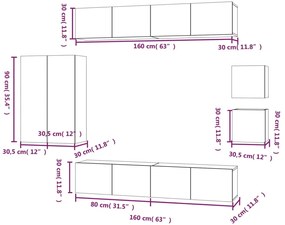 Conjunto móveis de TV 8 pcs madeira processada cinzento cimento