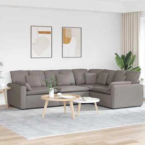 vidaXL Sofá modular com almofadas tecido castanho-acinzentado