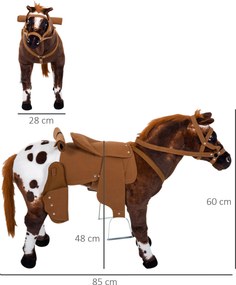 Cavalo de Brinquedo para Crianças acima de 3 Anos com Sons Realistas 85x28x60 cm Castanho