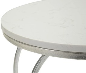 MESA DE APOIO CORAÇÃO Ø 40X45,5 CM PRATA E BRANCO