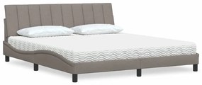 vidaXL Cama com colchão 180x200 cm tecido castanho-acinzentado