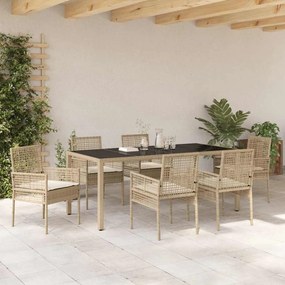 Conjunto de Jantar para Jardim 7 pcs Bege 190 x 90 x 75 cm