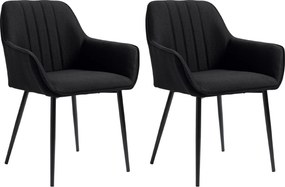 Conjunto de 2 cadeiras de sala de jantar Design escandinavo (MESA NÃO INCLUIDA) Pernas cónicas em metal pretas