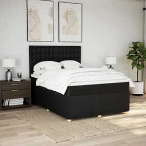 vidaXL Cama com molas/colchão 160x200 cm tecido preto