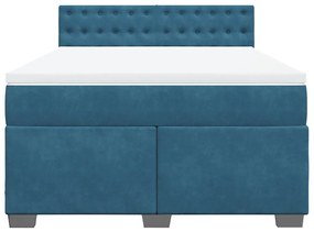 Cama com molas/colchão 140x200 cm veludo azul