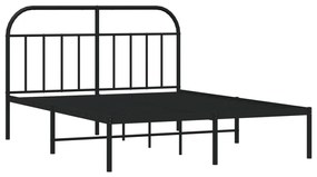 Estrutura de cama em metal com cabeceira 150x200 cm preto