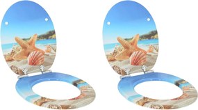 vidaXL Assento de Sanitário com Fechamento Suave 2 pcs Concha do Mar