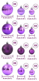 Enfeites de Natal 100 pcs Ø3/4/6 cm lilás