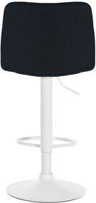 Banco de bar Lex em tecido e com estrutura branca 45 x 89-110 x 46 cm Preto