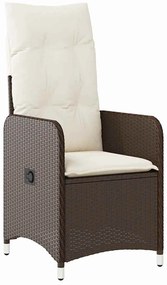 Conjunto de Jantar de Jardim 3 Peças com Almofadas Castanho Rattan Sin