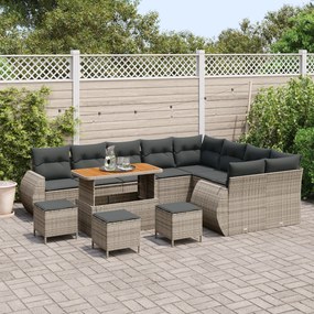 Conjunto de Sofá de Jardim vidaXL de 13 peças com Almofadas Cinza Ratt