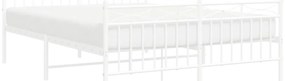 Estrutura de cama com cabeceira e pés 140x190 cm metal branco