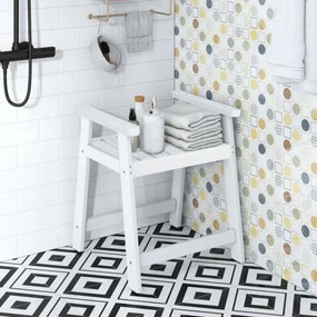 Banco de banho com braços, banco impermeável para casa de banho, 58 x 52 x 61,5 cm, branco