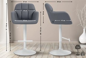Banco de bar Natoma em couro sintético com estrutura branca 97-118 x 57 x 59 cm Cinzento