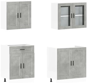 4 peças armário de cozinha conjunto Kalmar concreto cinza