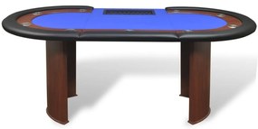 Mesa poker 10 jogadores c/ área crupiê e tabuleiro fichas azul