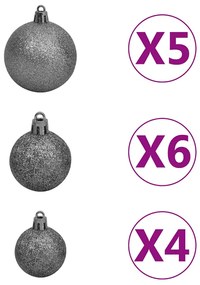 Meia árvore Natal artificial pré-iluminada c/ bolas branco