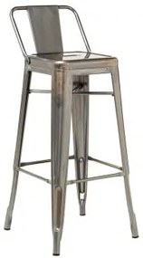 Banco Alto Lix 75 Cm Com Encosto Em Aço Escovado Aço - Sklum