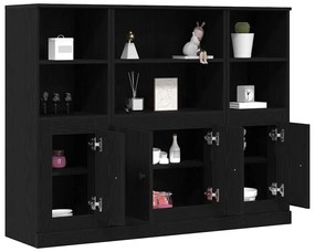 Armário Alto Carvalho Preto 132x35,5x103,5 cm Madeira de engenharia