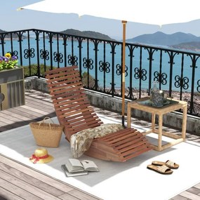 Espreguiçadeira de madeira de acácia baloiço para jardim exterior com assento de ripas largas, encosto alto, carga máxima de 160 kg, 157 x 60 x 76 cm,