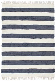 vidaXL Tapete chindi tecido à mão algodão 200x290 cm azul e branco