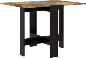 HOMCOM Mesa Dobrável de Jantar Mesa de Cozinha com Abas Rebatíveis para Espaços Pequenos 103x76x73,5 cm Preto e Castanho Rústico | Aosom Portugal