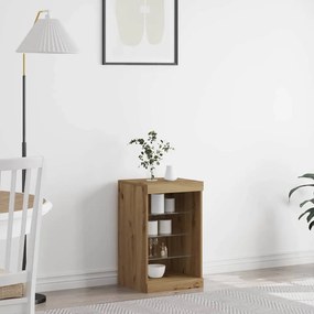 Sideboard vidaXL com Luzes LED Carvalho Artesanal 41x37x67 cm