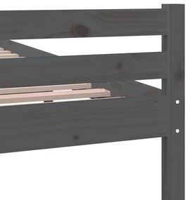 Estrutura de cama 140x200 cm madeira maciça cinzento