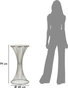 Mesa Funnel - Metal Prata e Topo de Mármore - Ø 40 cm x 79 cm"