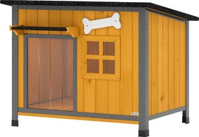Casota para Cão de Exterior, 84,5 x 62 x 65 cm, Piso Amovível Amarelo