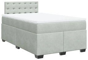 Cama boxspring c/ colchão 120x200 cm veludo cinzento-claro