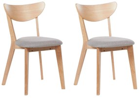 Conjunto de 2 cadeiras de jantar em madeira clara e cinzento ERIE Beliani