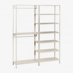 Guarda-roupa Modular Aberto Janine De 2 Peças Com Cabideiro E Prateleiras De Aço Tapioca Bege - Sklum