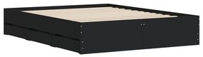 Estrutura de cama c/ gavetas 140x190 cm derivados madeira preto