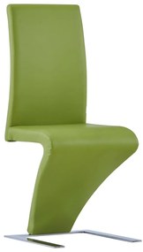 Cadeiras de jantar ziguezague 2 pcs couro artificial verde