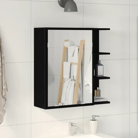Armário Espelho de Casa de Banho vidaXL Preto Carvalho 62,5x20,5x64cm em Madeira Técnica