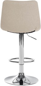 Banco de bar Jerry em tecido com estrutura cromada 87-108,5 x 43 x 46,5 cm Creme
