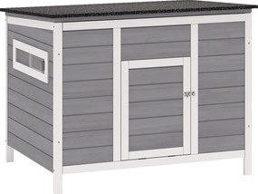 PawHut Abrigo para patos resistente ao tempo Casa para patos em madeira com piso removível Janelas de correr Telhado de asfalto rebatível 93x70x72cm Cinza | Aosom Portugal