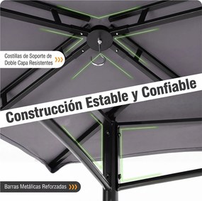 Gazebo para Grelhador de Exterior (GRELHADOR NÃO INCLUIDO), 245 x 151 x 248 cm, Cobertura Dupla, Cinzento