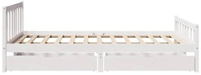 Cama sem colchão 150x200 cm madeira de pinho maciça branco