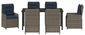 Conjunto de Jantar de Jardim de 7 Peças Cinza Poly Rattan