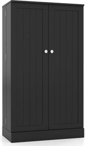 Armário despensa cozinha com 2 portas e prateleiras ajustáveis 59 x 30 x 104 cm Preto