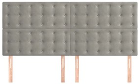 Cabeceira de cama 4 pcs veludo 90x5x78/88 cm cinzento-claro